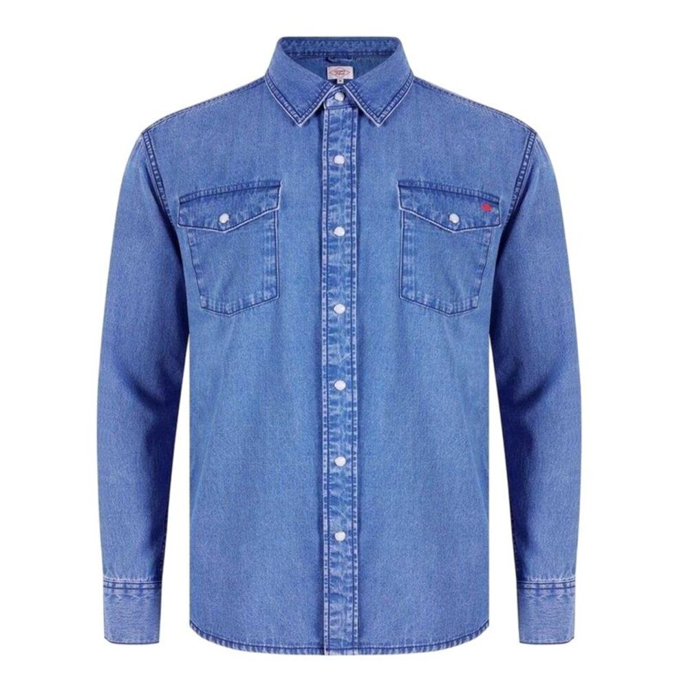 Lee Cooper Mens Denim Collared Long-Sleeved Shirt / Mid Wash